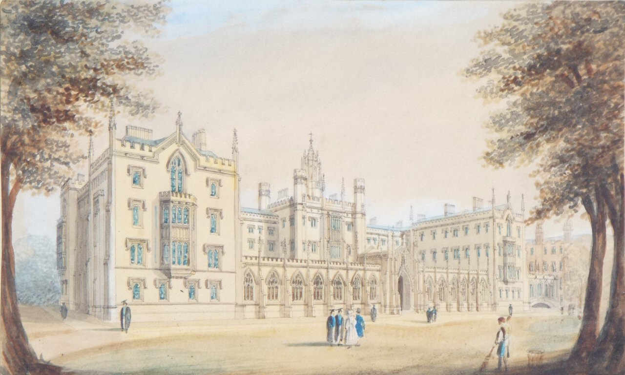 Watercolour and etching - St John's College New Court, Cambridge